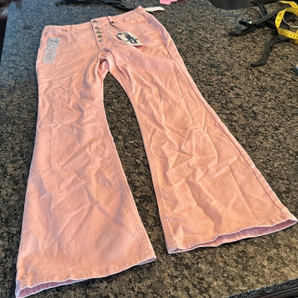 Tinseltown button fly hi rise flare Pink Jeans NWT 9 - Picture 10 of 10